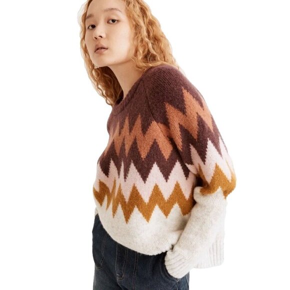 MADEWELL DELWOOD FAIR ISLE PULLOVER SWEATER Sz S Oversized Wool Alpaca Casual - Picture 1 of 9